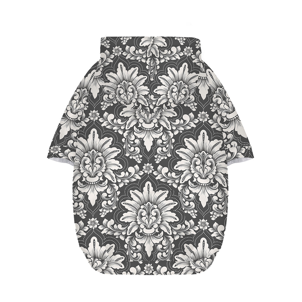 Grey Damask Pattern Print Dog Zip Up Hoodie