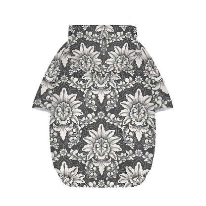 Grey Damask Pattern Print Dog Zip Up Hoodie