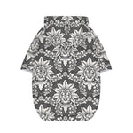 Grey Damask Pattern Print Dog Zip Up Hoodie
