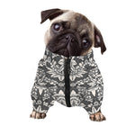 Grey Damask Pattern Print Dog Zip Up Jacket