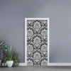 Grey Damask Pattern Print Door Sticker