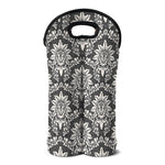 Grey Damask Pattern Print Double Neoprene Wine Tote