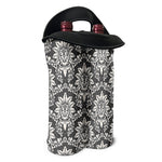 Grey Damask Pattern Print Double Neoprene Wine Tote