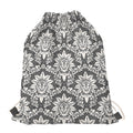 Grey Damask Pattern Print Drawstring Bag