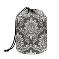Grey Damask Pattern Print Drawstring Makeup Bag