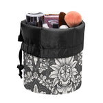 Grey Damask Pattern Print Drawstring Makeup Bag