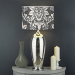 Grey Damask Pattern Print Drum Lamp Shade