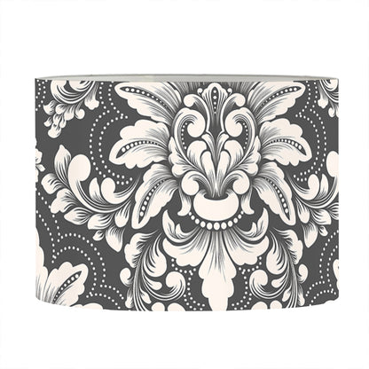 Grey Damask Pattern Print Drum Lamp Shade