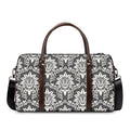 Grey Damask Pattern Print Duffel Bag