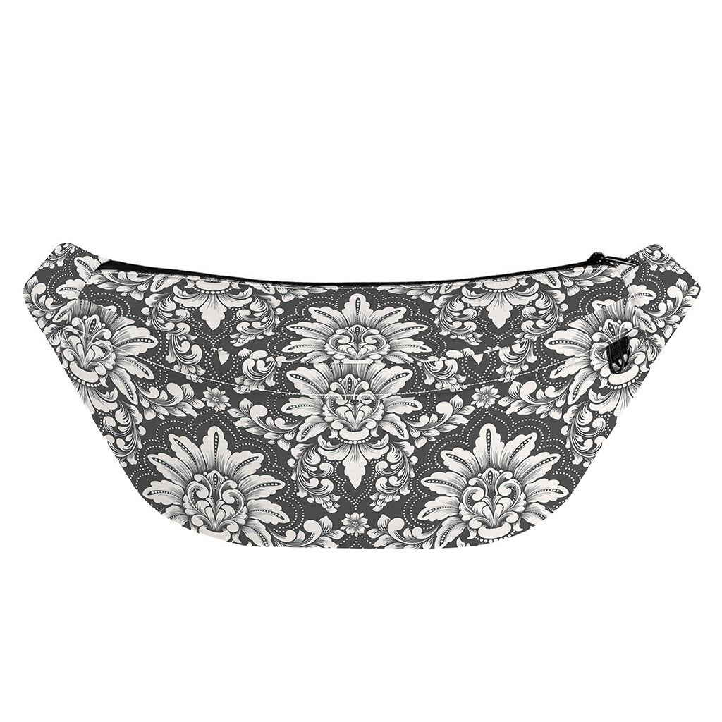 Grey Damask Pattern Print Fanny Pack