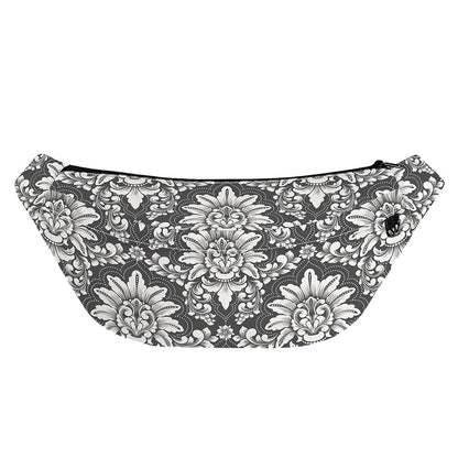 Grey Damask Pattern Print Fanny Pack