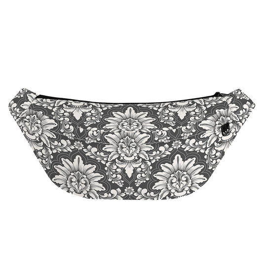 Grey Damask Pattern Print Fanny Pack
