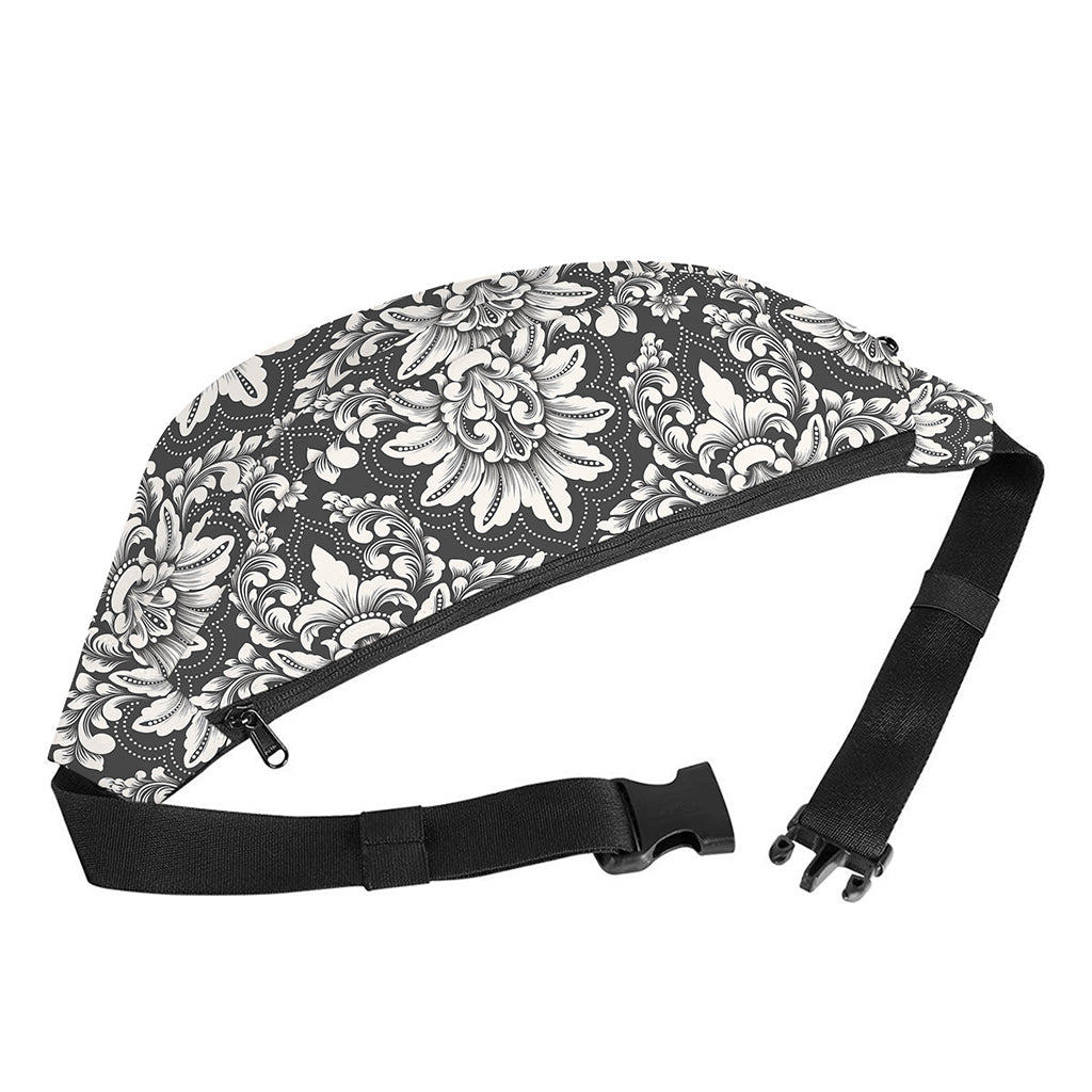 Grey Damask Pattern Print Fanny Pack