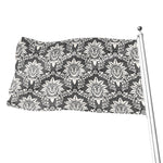 Grey Damask Pattern Print Flag