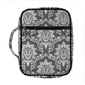 Grey Damask Pattern Print Front Pocket Bible Bag