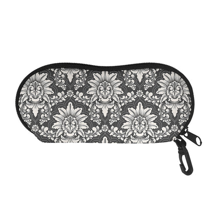 Grey Damask Pattern Print Glasses Case