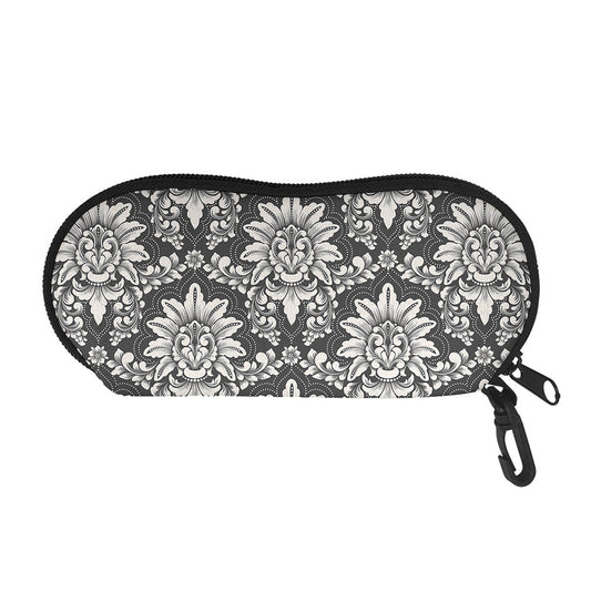 Grey Damask Pattern Print Glasses Case