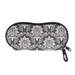 Grey Damask Pattern Print Glasses Case