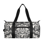 Grey Damask Pattern Print Gym Bag