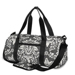 Grey Damask Pattern Print Gym Bag