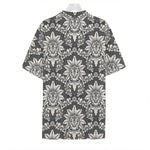 Grey Damask Pattern Print Hawaiian Shirt