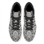 Grey Damask Pattern Print High Top Leather Sneakers