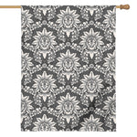 Grey Damask Pattern Print House Flag