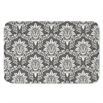 Grey Damask Pattern Print Indoor Door Mat