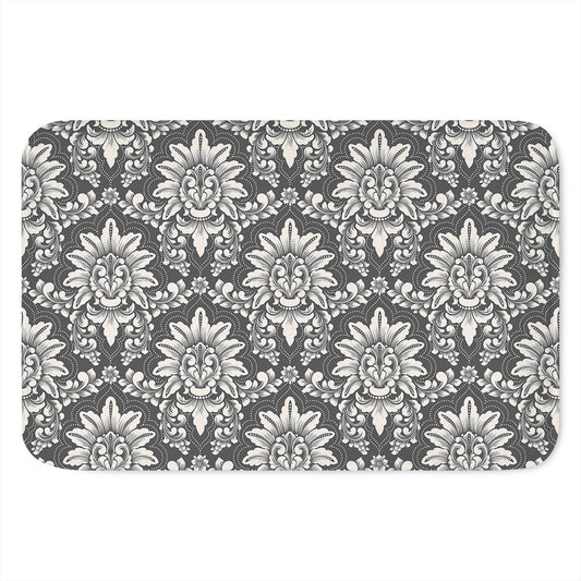 Grey Damask Pattern Print Indoor Door Mat