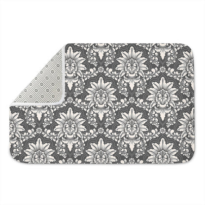 Grey Damask Pattern Print Indoor Door Mat