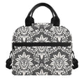 Grey Damask Pattern Print Insulated Lunch Bag