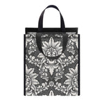 Grey Damask Pattern Print Insulated Lunch Tote