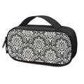 Grey Damask Pattern Print Portable Cooler Travel Case
