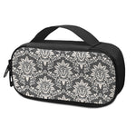 Grey Damask Pattern Print Insulin Cooler Travel Case