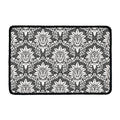 Grey Damask Pattern Print Kitchen Mat