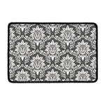 Grey Damask Pattern Print Kitchen Mat