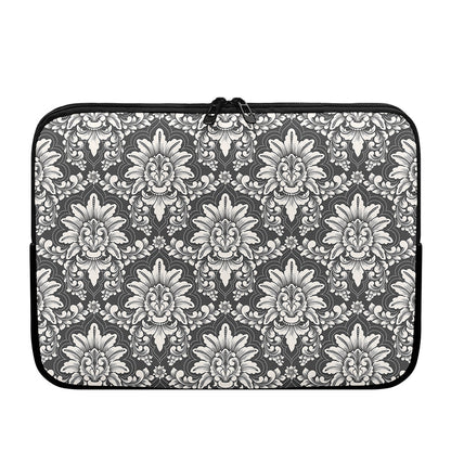 Grey Damask Pattern Print Laptop Sleeve