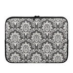 Grey Damask Pattern Print Laptop Sleeve