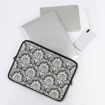 Grey Damask Pattern Print Laptop Sleeve