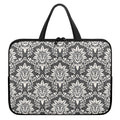 Grey Damask Pattern Print Laptop Sleeve With Handle