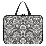 Grey Damask Pattern Print Laptop Sleeve With Handle
