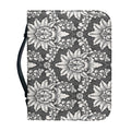 Grey Damask Pattern Print Leather Bible Cover