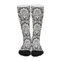 Grey Damask Pattern Print Long Socks