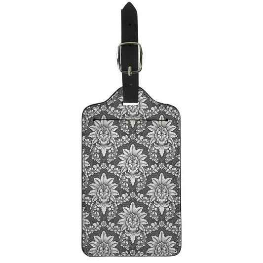 Grey Damask Pattern Print Luggage Tag