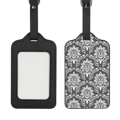 Grey Damask Pattern Print Luggage Tag