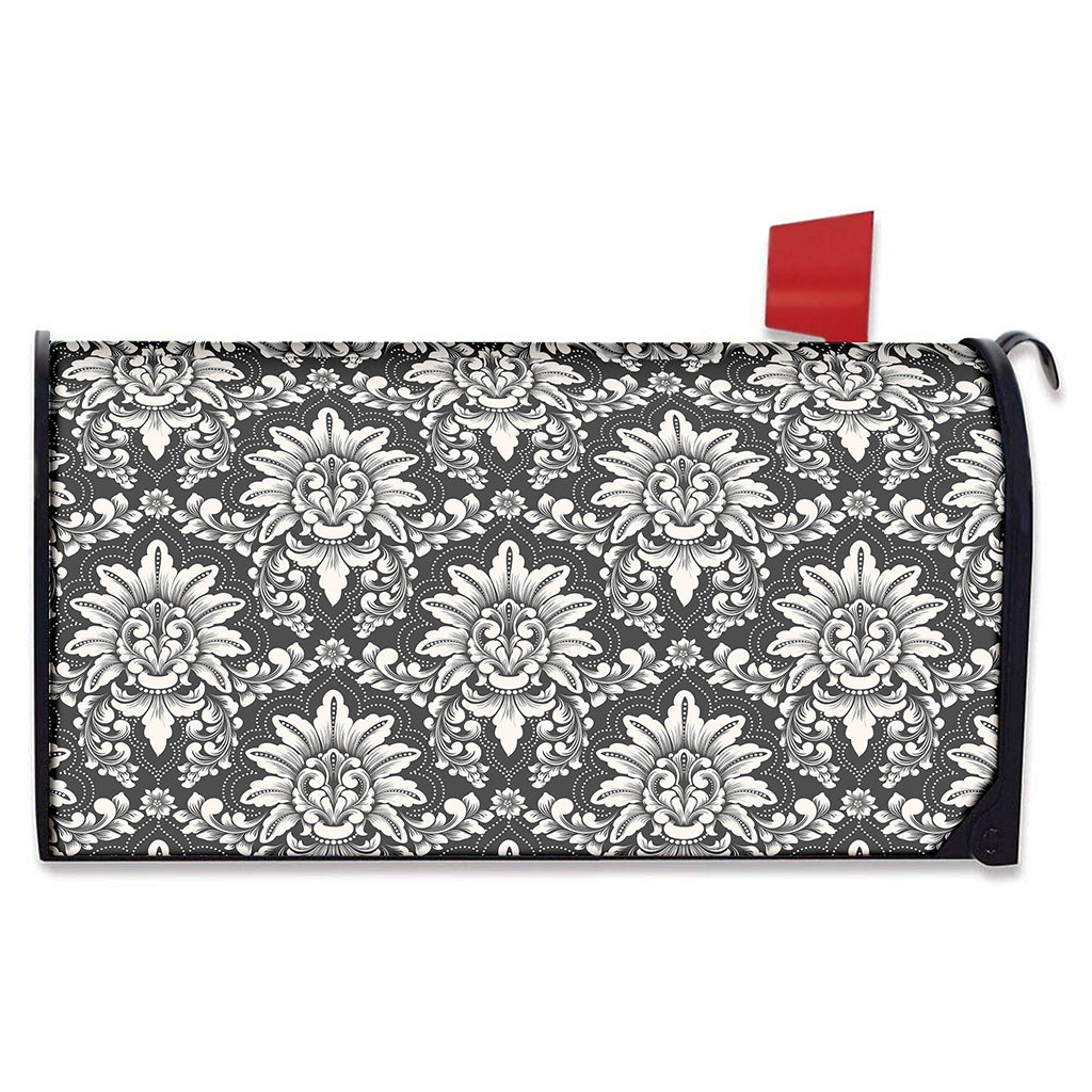 Grey Damask Pattern Print Mailbox Cover