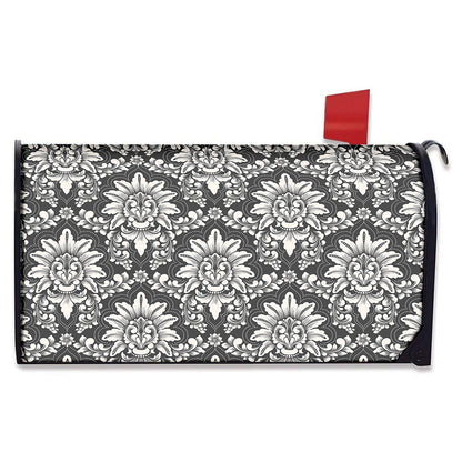 Grey Damask Pattern Print Mailbox Cover
