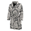 Grey Damask Pattern Print Men's Bathrobe