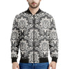 Grey Damask Pattern Print Men's Bomber Jacket