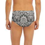 Grey Damask Pattern Print Men's Briefs